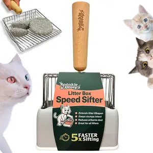 Speed Sifter Cat Litter Scoop with Holder Heavy Duty Metal for Easy Cleaning 5X Faster Sifting Durable Cat Supplies Non-Stick Design