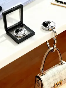 Foldable Compact Handbag Holder Hooks with Cat Pattern Design for Women - Portable Purse Organizer Hanger, Space-Saving Desk Accessory Gift Set (Elegant Gift Box) - Birthday/Christmas Gifts for Wife, Mom, Friend