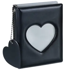 Mini Pocket Photo Album – Heart Cutout Design, 32 Pockets for Daily Use
