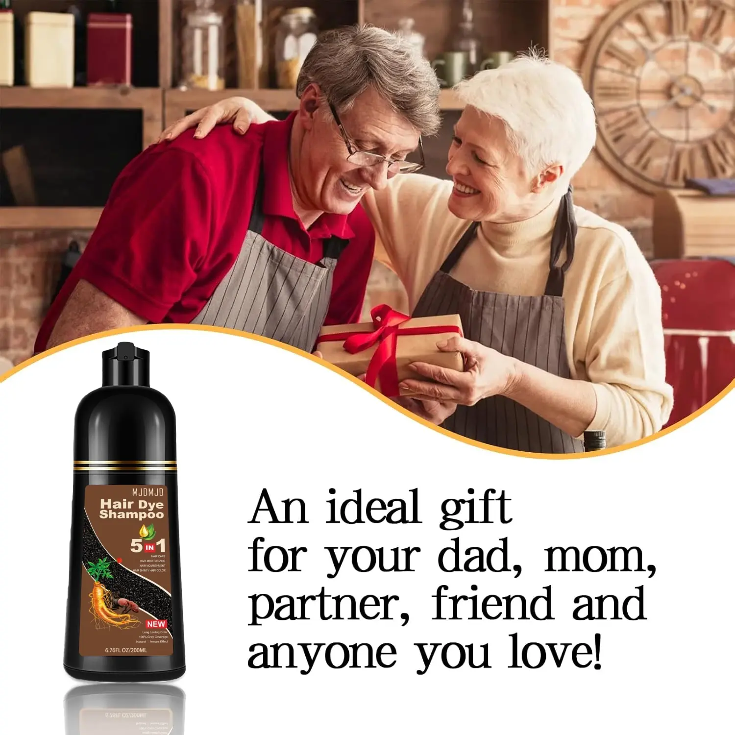 MJDMJD 5 in 1 Blonde Brown Hair Color Shampoo for Gray Hair