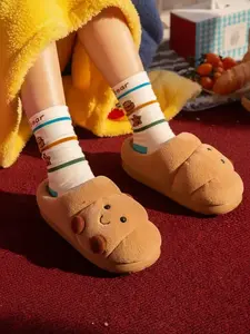 Cartoon Croissant Ultra-Soft Plush Slippers, Fuzzy House Slippers for Autumn Winter, Warm and Cute Home Shoes for Men Women Couples, Cozy Indoor Footwear