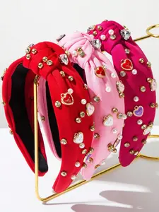 1pc Women's Sweet Love Hair Hoop, Fashion Diamond Pearl Hair Hoop, Headbands, Valentine's Day Gift, Date, Girlfriend Gift, Mother's Day Gift, Wedding, Companion Gift, Daily Casual Hair Accessories