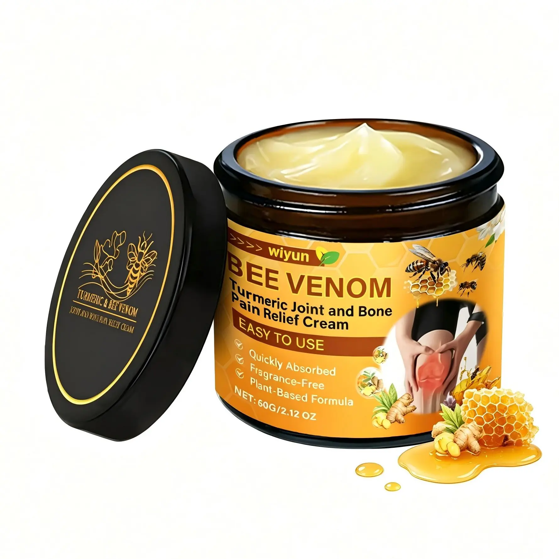 Joint Relief Cream 60g, JointCare Cream, Natural FormulaBee Venom Joint Gel，Gentle body care cream for daily joint and muscle relaxation, boosting vitality with a mild application bee massage