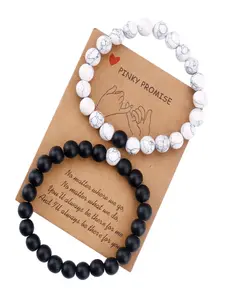 2pcs/set Unisex Simple Style Beaded Bracelet with Turquoise Texture Design, Casual Trendy Beaded Bracelet, Fashionable Jewelry for Women & Men, Exquisite Bracelet