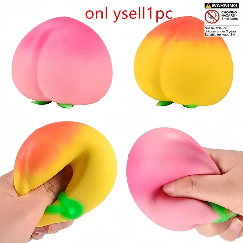 Peach Shape Stress Relief Toy, Rebound Squeeze, Palm Size Anxiety Toy, Indoor Fruit Decor, Perfect for Party Gifts, Asmr, Satisfying, Stress Relief Fidget, Stress Relief Tool