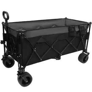 DONEXT 51-in Heavy-Duty Foldable Utility Trolley - 480lbs Load Capacity, Steel Frame, Patented Ultra-Stable Structure, 1:6 Space-Saving Fold, 7-in All-Terrain Wheels, Waterproof Bag, No Assembly, Outdoor-Ready, Black-Gray
