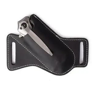 Adults' 1pc Compact Leather Anti-Scratch Open-Front Sheath - Folding Tool Holder with Waist Belt Clip for Camping Pocket Tool Packs, Survival Gear, Sporty Protective Gear