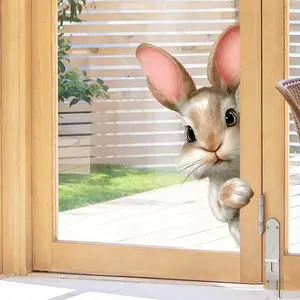 Realistic Easter Bunny Window Sticker, Decorative Sticker, Static Adhesive Vinyl, Reusable, Modern Animal Print, Matte Surface, 2mil Thick, Brup Produced