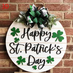 St Patricks Day Front Door Decoration, Happy St Patricks Day Door Hanger, St Patricks Day Wreath, Clove Wreath Front Door Sign, Farmhouse Style, Hanging Ornament