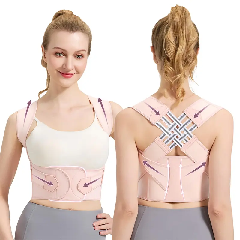 2-Pack Adjustable Posture Correctors for Women and Men, Breathable Upper Back and Shoulder Support Braces with Cross-Back Straps and Waist Belts for Daily Wear