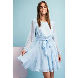 Long Sleeves Mini Dress Periwinkle