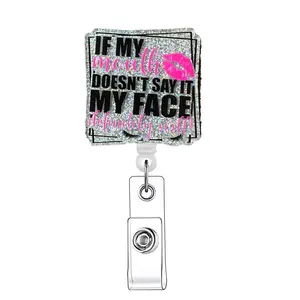 Retractable Badge Reel, 1 Count Acrylic ID Holder with Clip for Nurses, Doctors, Students & Office Staff, Identification Badges & Supplies, Badge Reels Retractable