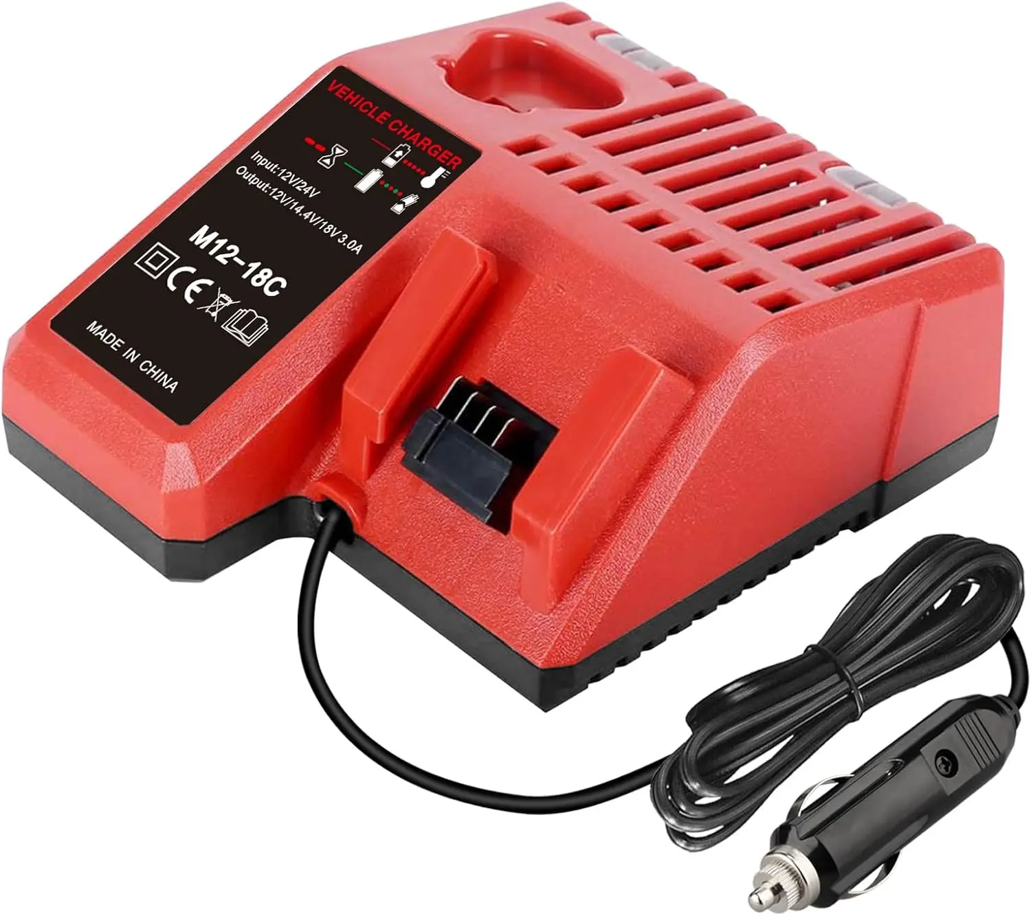 for M12 & for M18 Car Charger for Milwaukee 18V 12V Battery, Portable Quick Car Charger, 12V Cigarette Lighter Plug