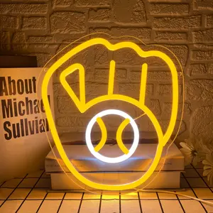 Baseball Design Neon Sign, USB Powered Wall Hanging Sports Theme Decorative Light, Decorative Neon Sign for Bedroom, Game Room, Man Cave, Bar, Sport Club