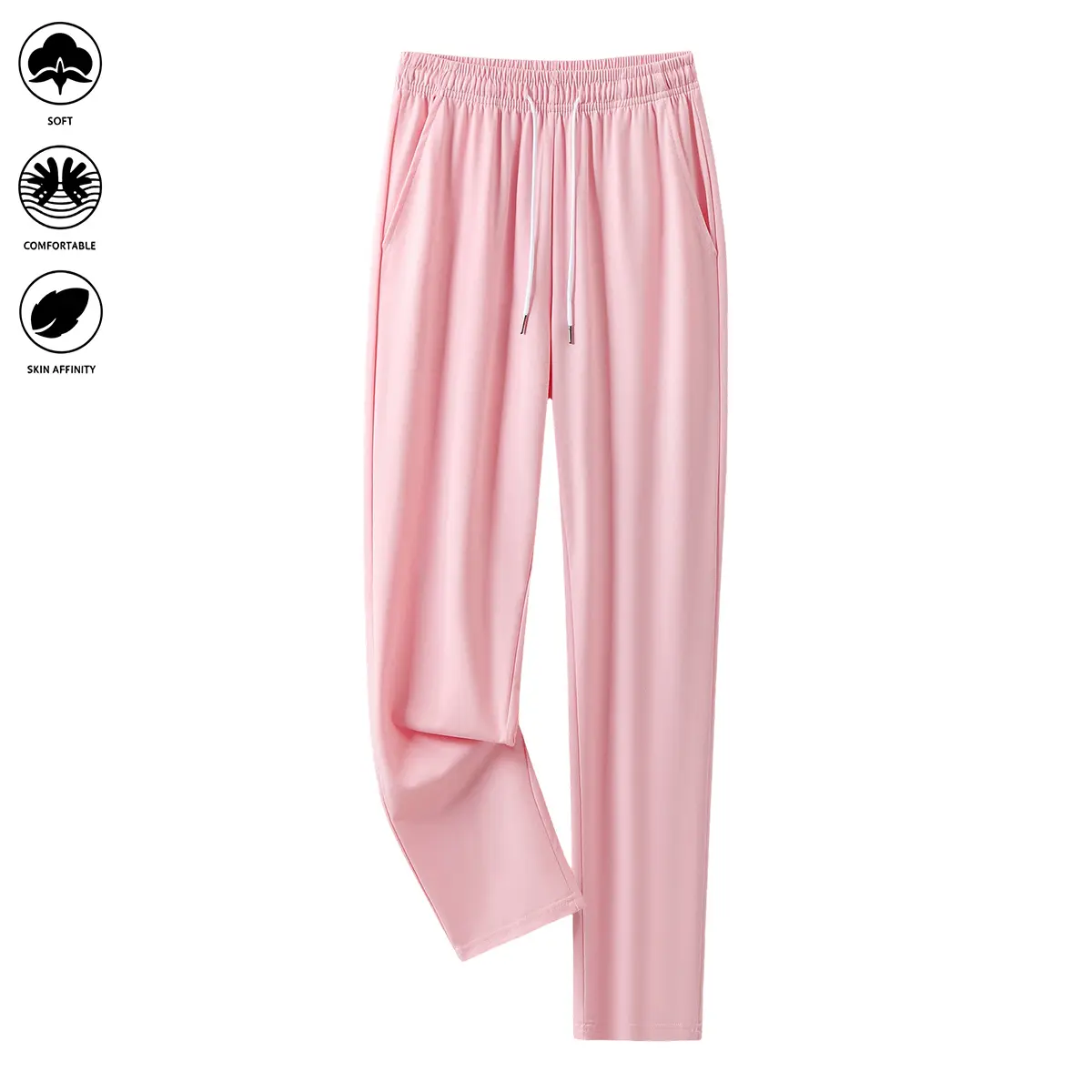 JOGWAVE Women’s High Waist Drawstring Elastic-Waist Straight-Leg Sweatpants for Women, Soft Polyester Blend Comfy Pants with Side Pockets, Lightweight Korean Chic Loungewear Bottoms for Home, Street Use
