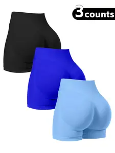 Women's High-Waisted Seamless Butt-Lifting Shorts, Elastic Comfortable Design, Suitable for Daily Wear, All Seasons, Natural Waist, Sporty Style