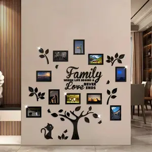 3D New Family Photo Frame Tree Wall Sticker Acrylic Self-adhesive Tree Collage Living Room Bedroom DIY Art Home Decoration