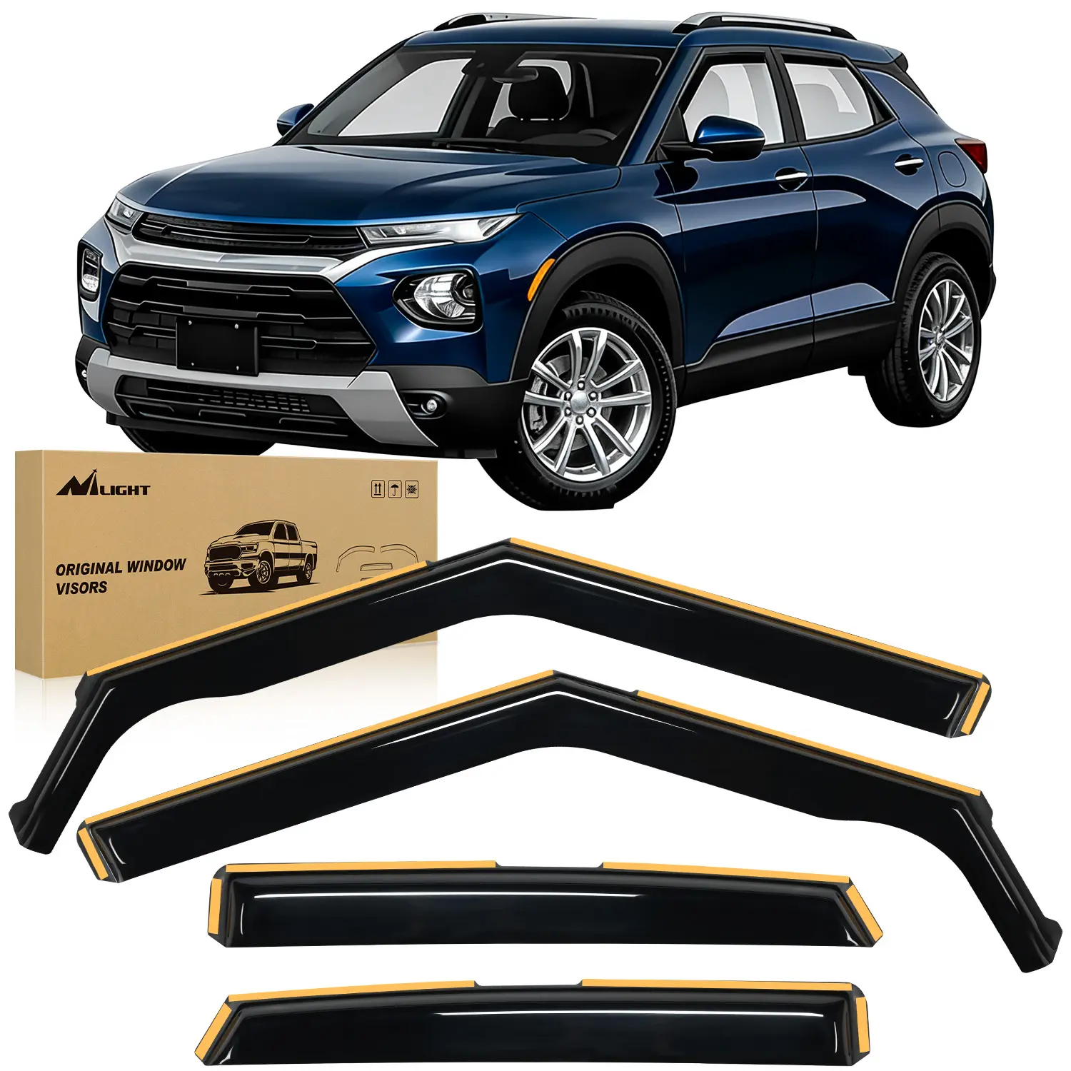Nilight In-Channel Acrylic Rain Guards Car & Vehicle Accessories for Chevrolet/Chevy Trailblazer 2021-2026, Durable Window Deflectors with Fog Reduction, Anti-Rain Vent Visors w/ Double-Sided Tape - 4pcs