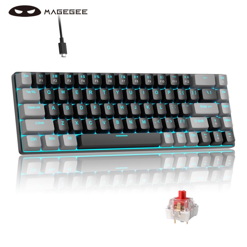 MageGee MK-Box 60% Compact Mechanical Gaming Keyboard, LED Backlit 68 Keys Portable Mini Wired Office Keyboard with Brown Switches for Windows Laptop PC Mac