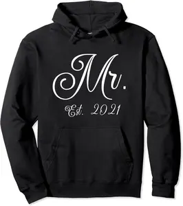 Cute Matching After Wedding Attire for Groom Mr. Est. 2021 Pullover Hoodie - Emilyschwe Shop 58B08PFK8WXZ