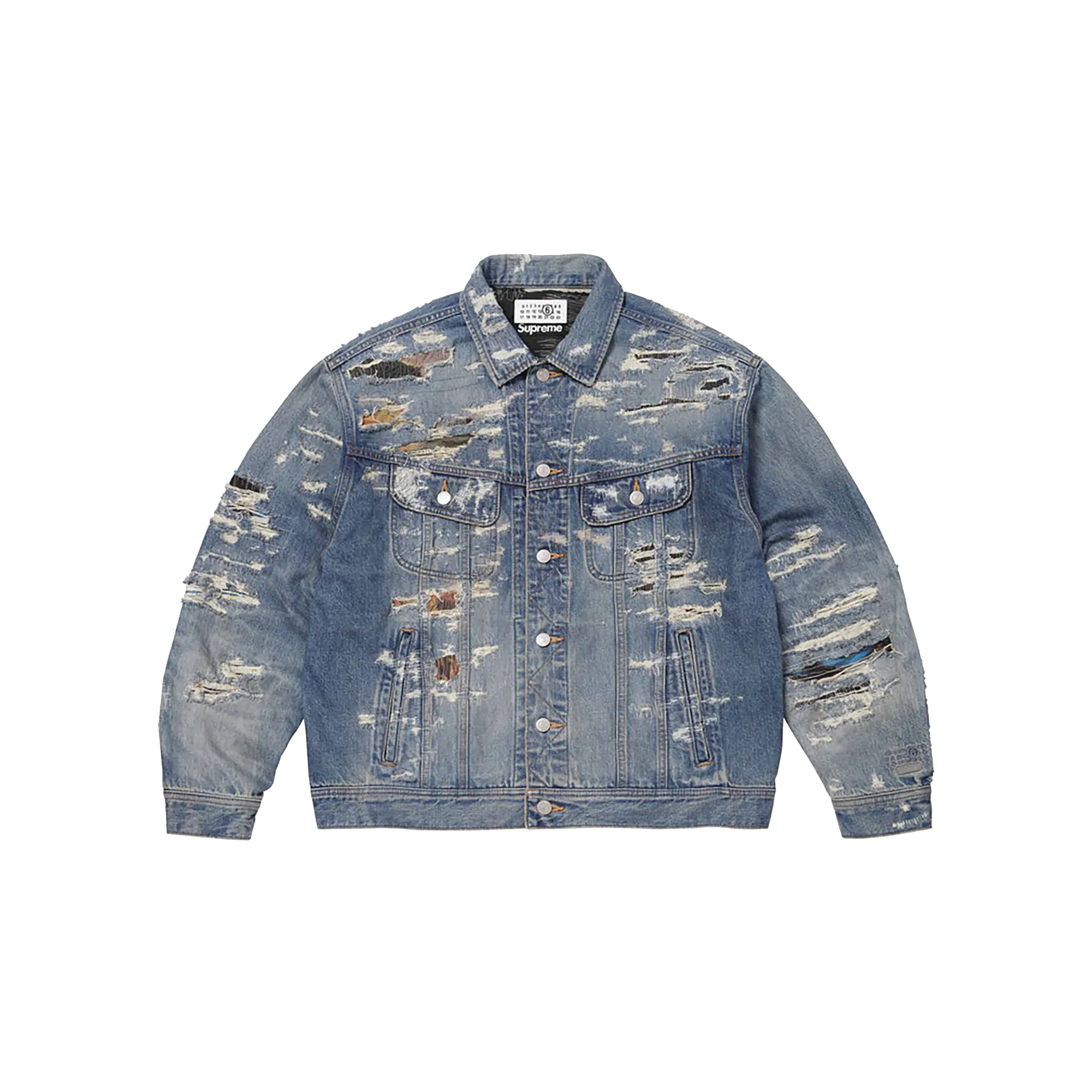 MM6 Maison Margiela Distressed Selvedge Denim Trucker Jacket "SS26 - Blue" SU27184