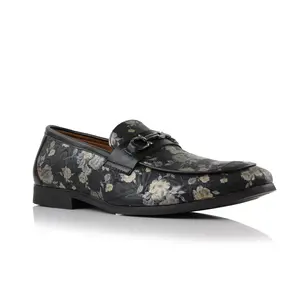 Ferro Aldo Darrell moc-toe floral penny loafers, in Orchid Black, Men's Size 6.5 - 13