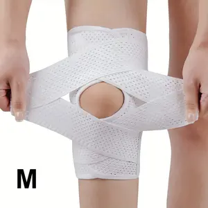 20241pc Adjustable Compression Knee Brace with V-Shaped Cross Straps & 4 Spring Side Stabilizers - Breathable Black Knee Support for Stability, Compression Relax Knee Compression Sleeve, Textile Material, Spring Loaded Stability2025