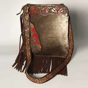 American Darling Chaps Bag Hand Tooled Hair-On Genuine Leather Western Women Handbag Purse | for Cute