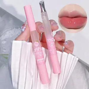 Peach Flavor Lip Serum, 2 Counts/set Moisturizing Lightweight Non-greasy Lip Oil, Hydrating Lip Care Product for Women & Girls