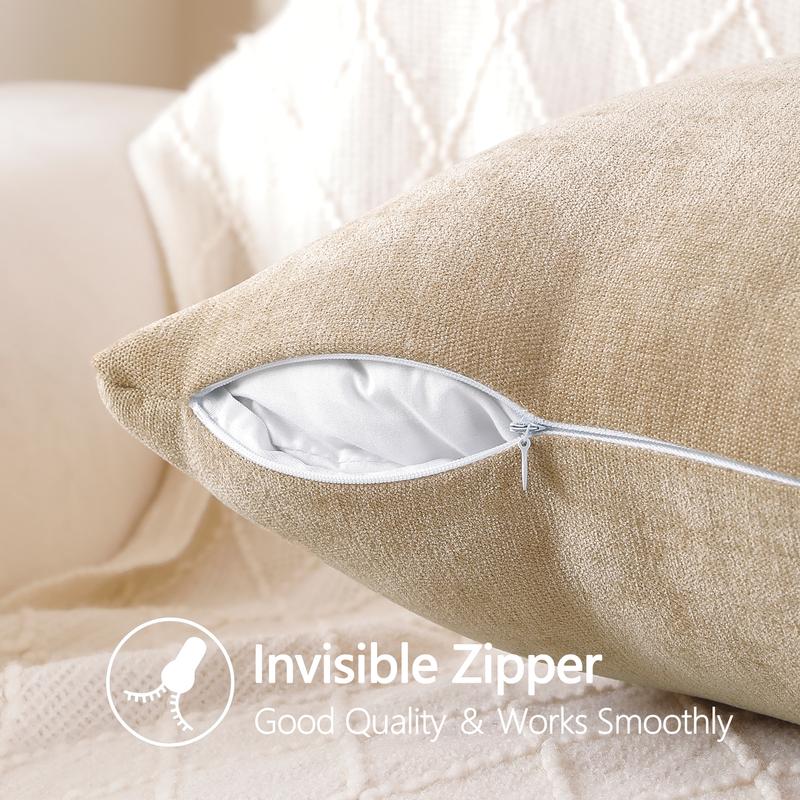 Ellalora Pack Of 2 Modern Farmhouse Soft Chenille Throw Pillow Covers Textured Decorative Cushion Cases for Couch Sofa Living Room Skin Friendly Square Pillowcases with Invisible Zipper 18x18 No Insert