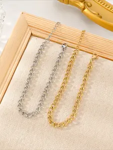 1 18K Gold-plated Stainless Steel Simple and Versatile Chain Bracelet, Suitable for Women's Daily Wear