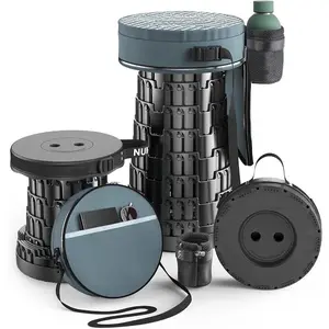 2025 Upgraded Collapsible Stool & 3IN1 Cushioned Carry Bag, Max 620lbs, 18" Height Adjustable Portable Stool Retractable Telescoping Seat, Foldable Camping Stool for Adults or Footrest (Square)