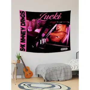 Lucki Rapper Album Cover Wall Tapestry, Hip Hop Aesthetic Photo Print Backdrop, Lightweight Music Hanging Cloth Art, Home Decor for Bedroom & Dorm, Gift Fabric Banner