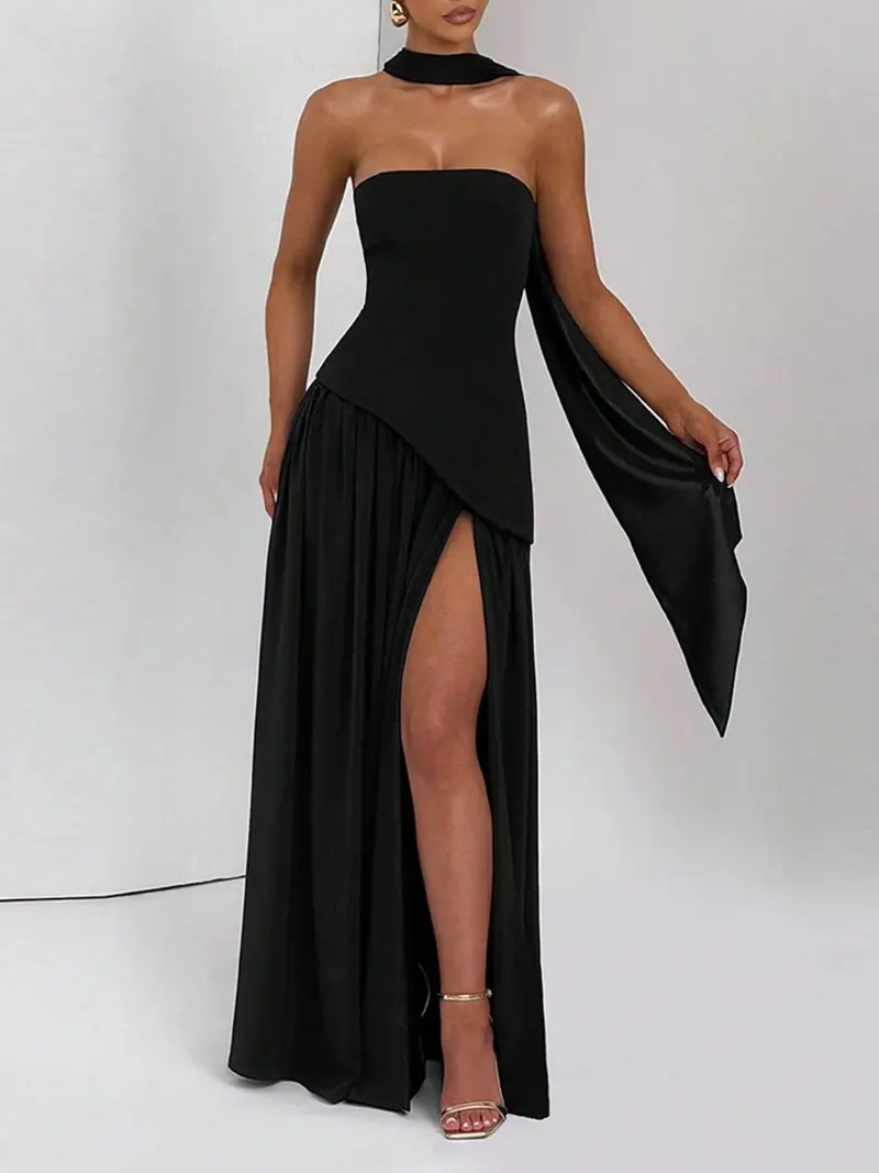 how to style long satin black dress - TikTok Shop