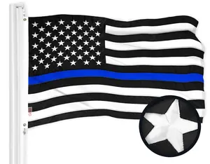 G128 Thin Blue Line Flag | 16x24 In | ToughWeave Series Embroidered 300D Polyester | Duty and Honor Flag, Embroidered Design, Indoor/Outdoor, Brass Grommets