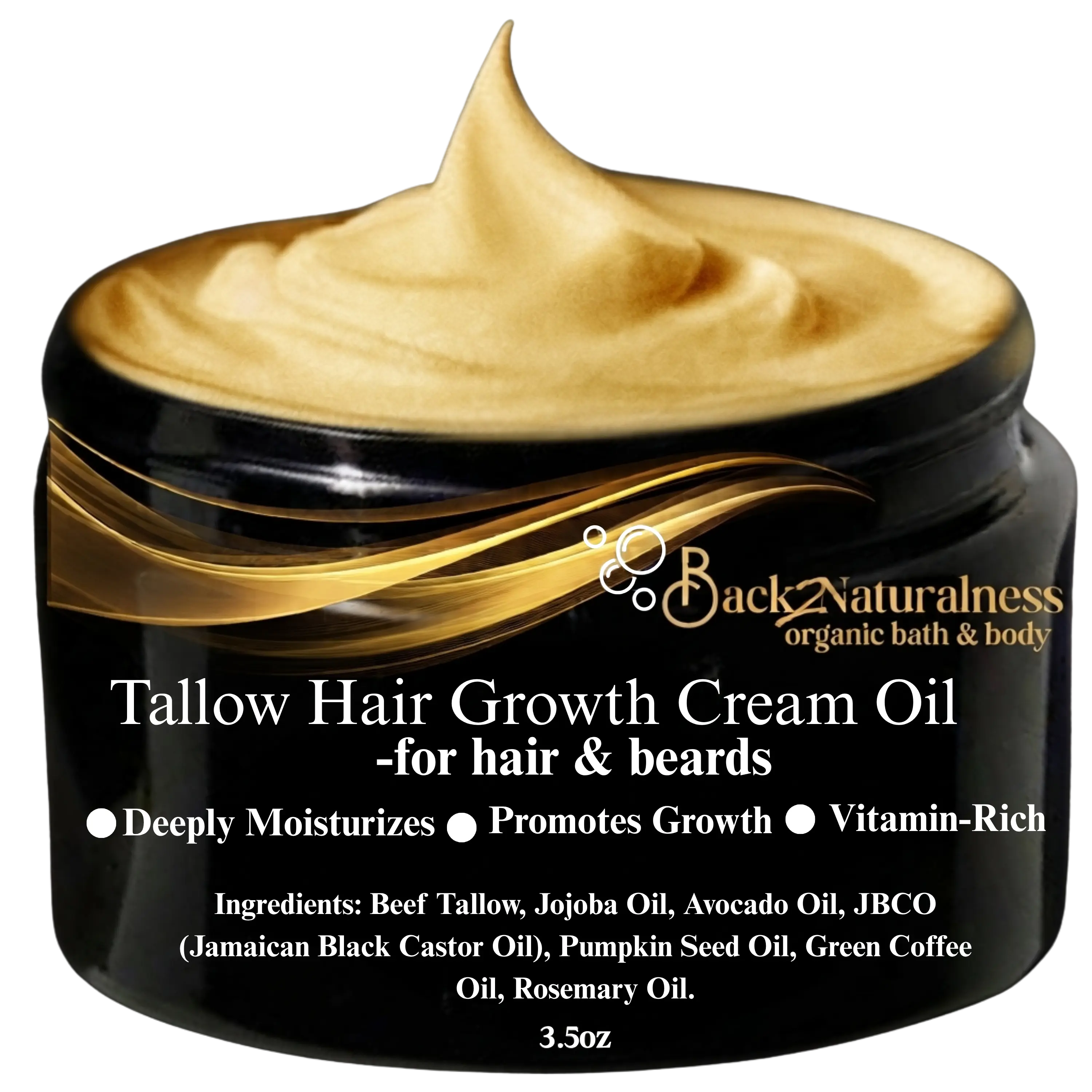 Grass-Fed Beef Tallow Hair Growth Cream – Regrowth Treatment for Dry Hair,Scalp Care & Beard | Tallow Leave-In Conditioner & Hair Styling Balm| All Hair Types|Clean Ingredients |3.5oz  #Haircare #Lightweight Oil #Avocado #Castor Oil# Rosemary Moisturizer