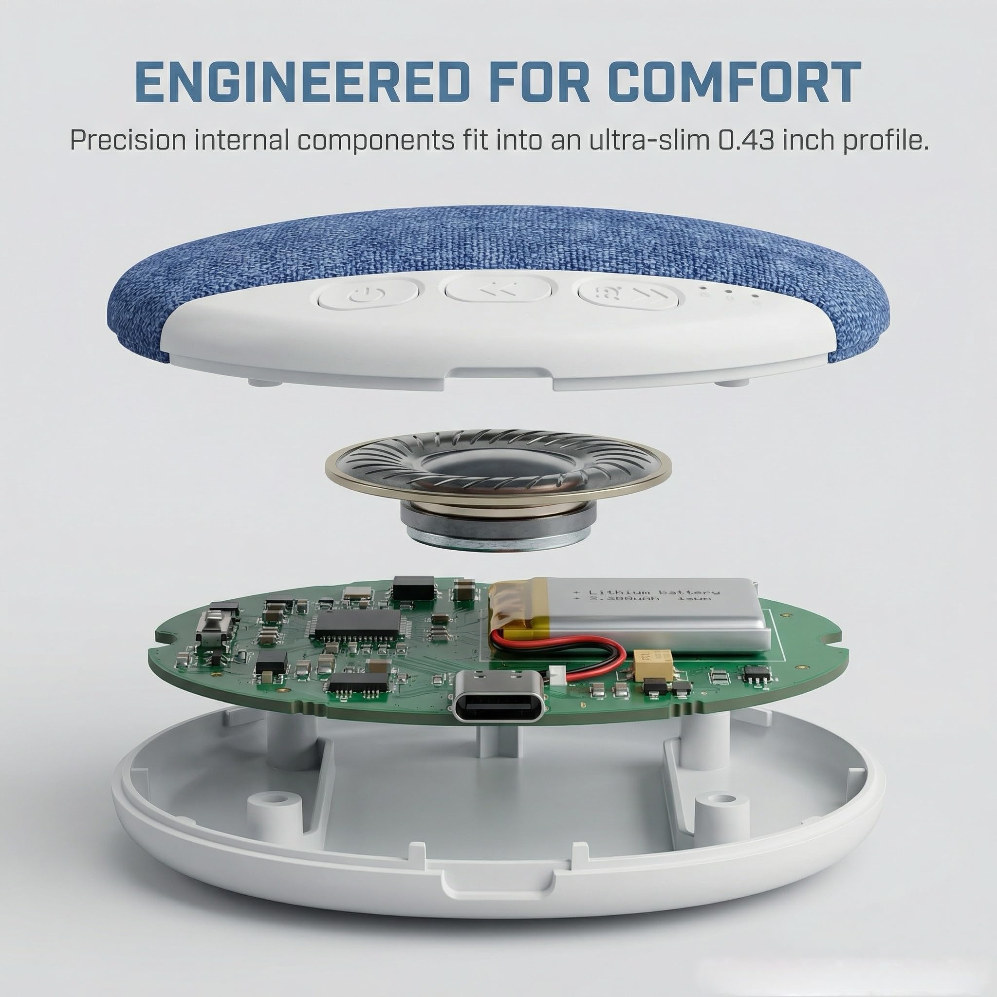 Portable Bluetooth Speaker, Sleep Sound Speaker  Bone Conduction Sound System, Silent Sleep Aid, Portable Rechargeable, Music Player,Timer & Memory Function