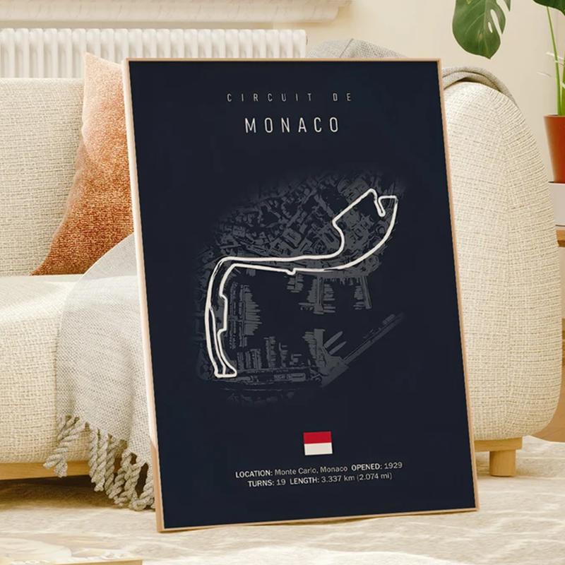 2025 Tracks Ideal Gift For Racing Fans, Grand Prix of Monaco Spa Nürburgring MONZA Wall Art Aesthetic Sports Poster Decor Room (Poster only frameless)
