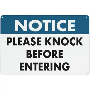 Notice Please Knock Before Entering Sign 12 X 8 Inches Reflective Aluminum Metal Warning Signage With Symbol For Indoor Outdoor Use