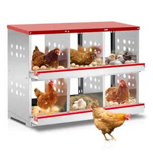 REBUYHOME Vibrant Red 6-Compartment Metal Poultry Nest Box - Wall-Mount Design for Effortless Chicken, Hen & Duck Laying | Spacious, Durable & Farm-Friendly