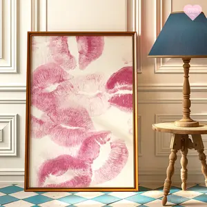Kiss Marks Poster, Kisses Wall Art, Lipstick Poster, Girly Poster, Pink Preppy Poster, Girly Wall Art, Preppy Wall Art, Aesthetic Poster