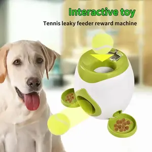 Automatic Snack Dispenser Dog Toy, Slow Feeder Tennis Ball Launcher, Durable Rubber Plastic Indoor Training Pet Toy, Interactive Training Ball for Small Dogs
