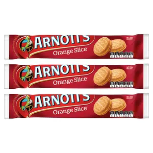ORANGE Slice CREAM Biscuits (Pack of 3 x 250g EA) Two Lightly Golden Sweet Biscuits, Cream Filling with Real Orange Essence Snack Sandwich
