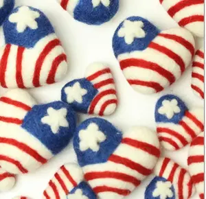 American FlagBalls | Bowl filler | American Flag Felt Heart American Flag Hearts- SET OF 5  Wool Felt USA Fourth of July Memorial Day- Red White Blue- Spring Summer- 4 cm  100% Wool