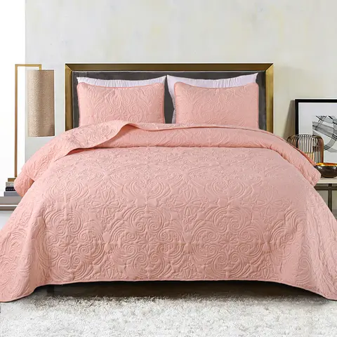 Exclusivo Mezcla Cali King Brushed Microfibre Quilt Bedding Set - 2 Shams, Breathable Lightweight Vintage Coverlet, All-Season Use, Machine Washable, Low Fuss, Fits Queen Set Covers for 96" x 90" Beds