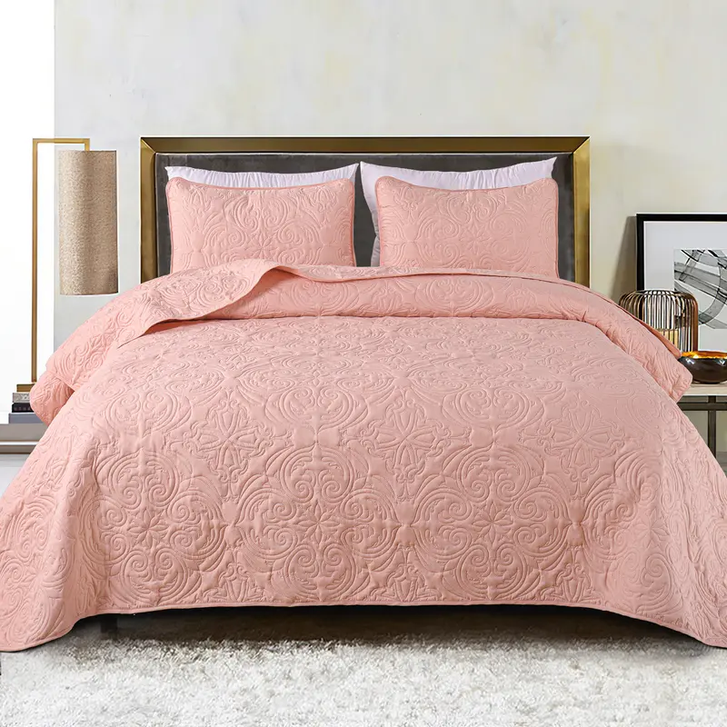 Exclusivo Mezcla Cali King Brushed Microfibre Quilt Bedding Set - 2 Shams, Breathable Lightweight Vintage Coverlet, All-Season Use, Machine Washable, Low Fuss, Fits Queen Set Covers for 96" x 90" Beds
