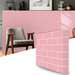 Self-Adhesive Tile Stickers, Sweet Macaron Minimalist Small Brick Pattern, Waterproof Oilproof No Residue, Decorative, 30x30cm, Universal Wall Decor