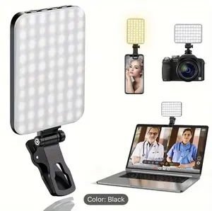 Rechargeable Clip-On Selfie Light, Compact Adjustable Mobile Smartphone Accessory, Portable Tech Accessory for Phones with Striped Monogram