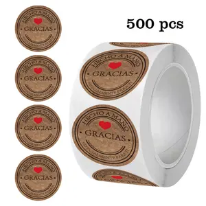 Festive Baking Decoration Round Natural Kraft Paper Olive Branch Decorative Stickers - Handmade Love Embellishment Labels for DIY Crafts & Gift Wrapping