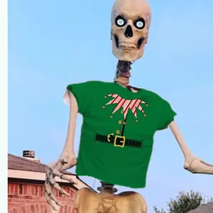 Elf Shirt for 12 Foot Skeleton  Funny Christmas Skeleton Outfit  Giant Skeleton Costume Tee   Fits Home Depot Skeleton Halloween Menswear Clothes Festive Top Lawn